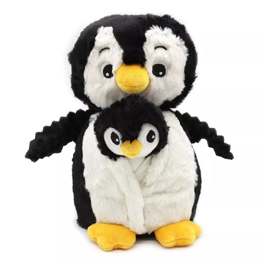 PELUCHE IGLOU LE PINGOUIN MAMAN ET BEBE NOIR - 25CM