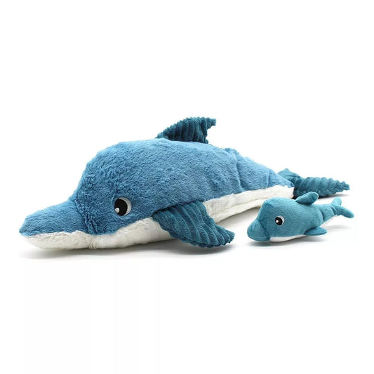PELUCHE TOFOU LE DAUPHIN MAMAN & BEBE BLEU - 50CM