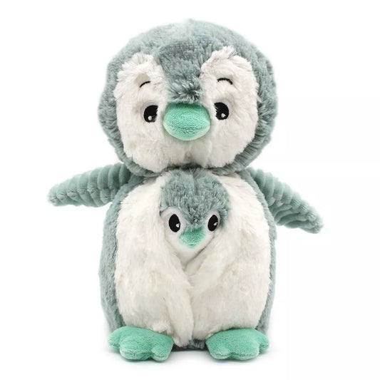 PELUCHE IGLOU LE PINGOUIN MAMAN ET BEBE MENTHE - 25CM