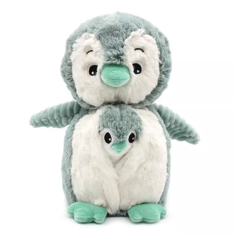 PELUCHE IGLOU LE PINGOUIN MAMAN ET BEBE MENTHE - 25CM