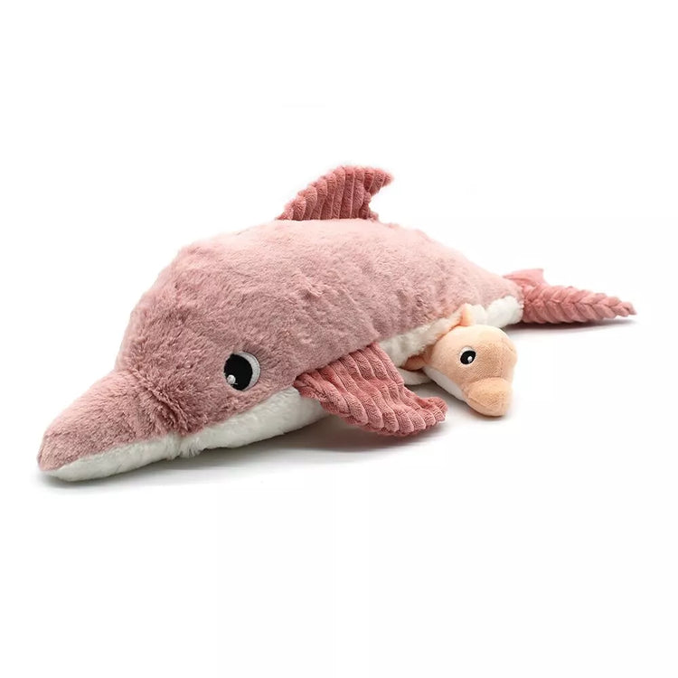 PELUCHE TOFOU LE DAUPHIN MAMAN & BEBE ROSE - 50CM