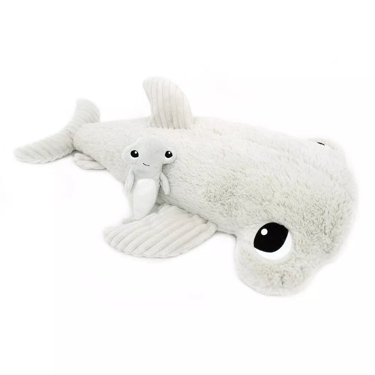 CLOU LE REQUIN MARTEAU GEANT 57CM ET SON BEBE GRIS CLAIR