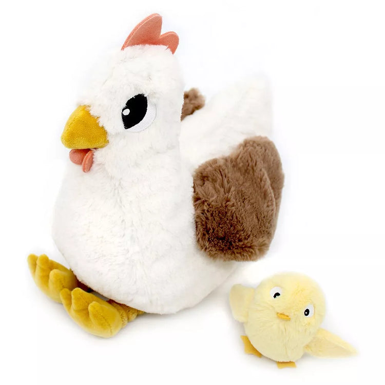 PELUCHE MAMAN BEBE PIOUPIOU LA POULE BLANCHE