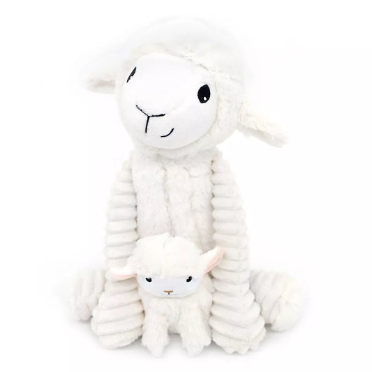 PELUCHE MAMAN BEBE OLOU LE MOUTON BLANC