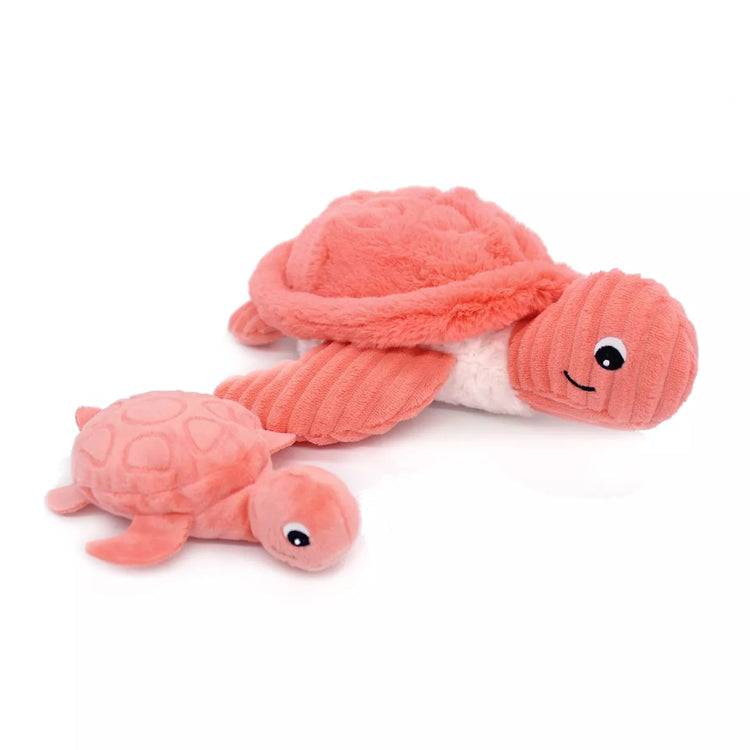 PELUCHE SAUVENOU LA TORTUE MAMAN & BEBE CORAIL 30CM