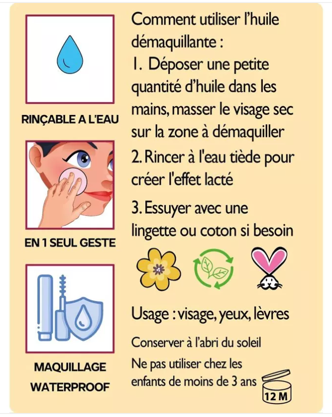 Huile démaquillante lactée bio