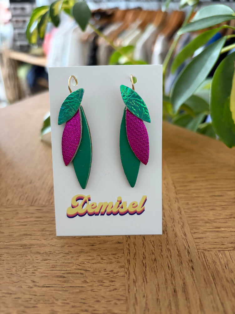 BO Josefa dormeuses / vert fuchsia